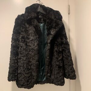 Luxurious Black Faux Fur Coat
